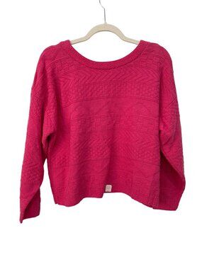 Vintage College Point Sweater XL Textured Knit Pullover Pink Cozy Deadstock NEW